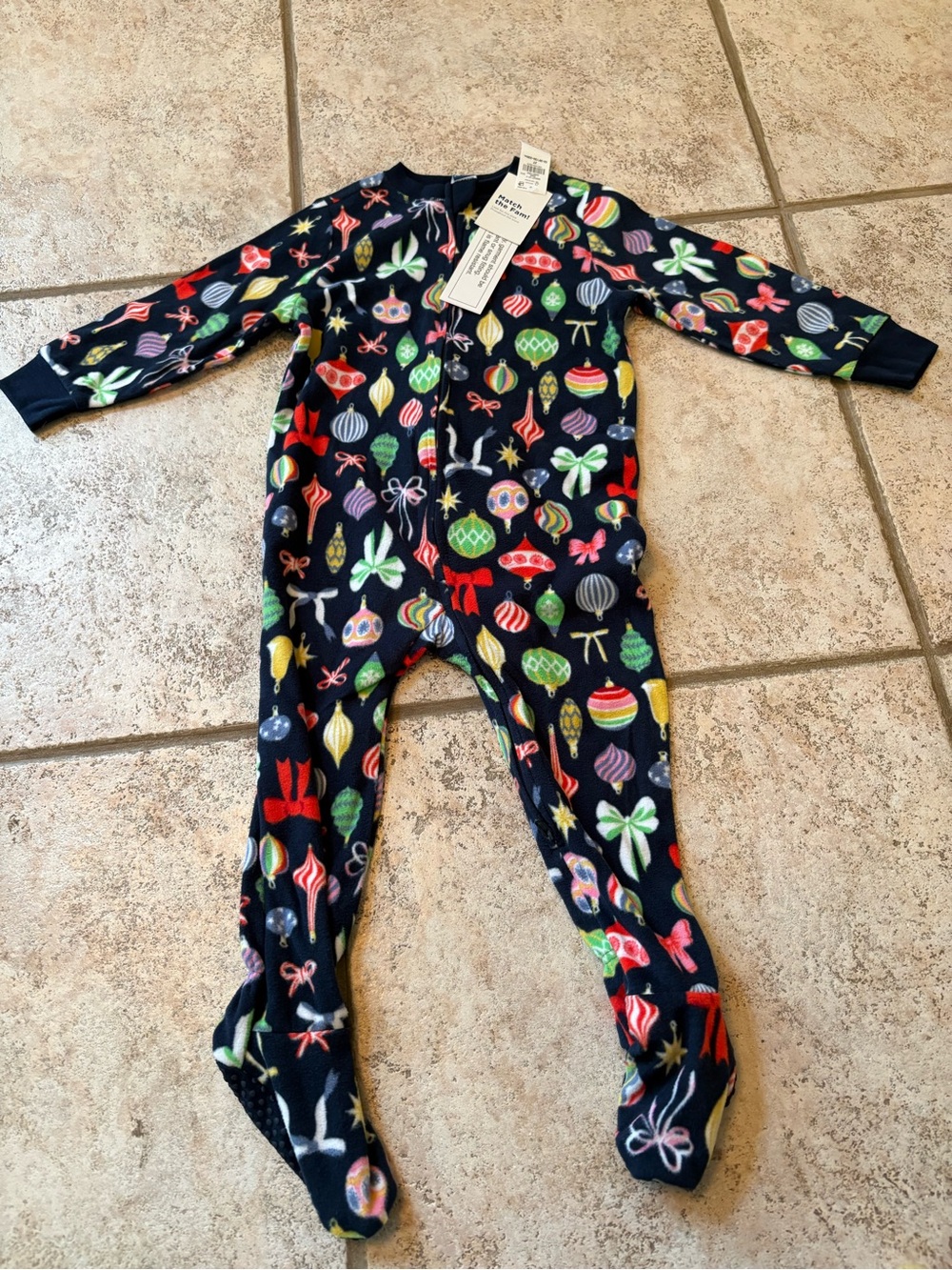 Old Navy Navy Multicolor Holiday Ornament One-Piece Footie